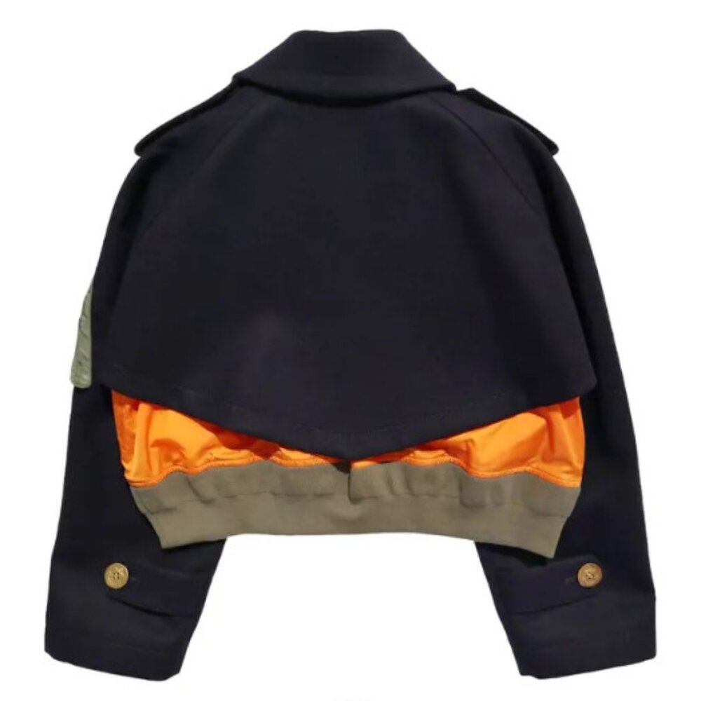 Sacai Wool Melton Mix Jacket 'Navy' SIZE L - Picture 2 of 12